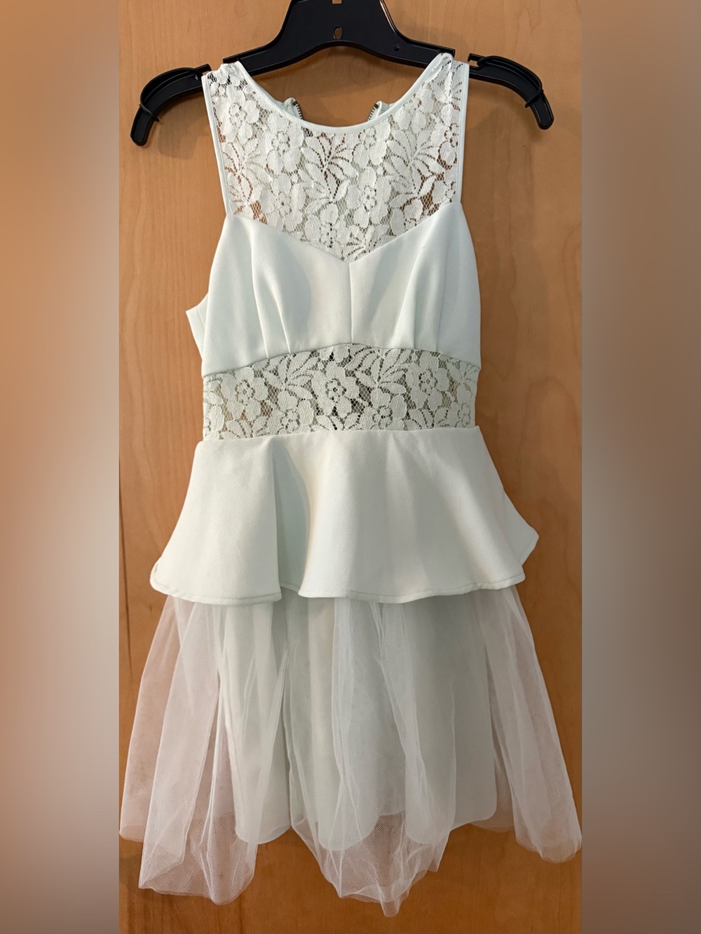 BCBG light green Lace Peplum Tulle Dress